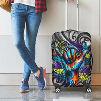 Chur Bro Shaka Sign Luggage Cover New Zealand Koru Colorful Graffiti Splash