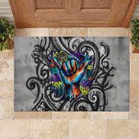 Chur Bro Shaka Sign Rubber Doormat New Zealand Koru Colorful Graffiti Splash
