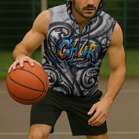 Chur Bro Shaka Sign Sleeveless Zip Hoodie New Zealand Koru Colorful Graffiti Splash TS04 - Polynesian Pride