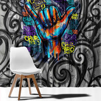 Chur Bro Shaka Sign Window Curtain New Zealand Koru Colorful Graffiti Splash