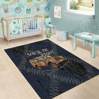 New Zealand She’ll Be Right Area Rug NZ Slang No. 8 Wire Map Pattern
