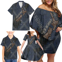 New Zealand She’ll Be Right Family Matching Off Shoulder Short Dress and Hawaiian Shirt NZ Slang No. 8 Wire Map Pattern TS04 - Polynesian Pride