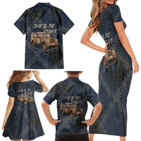 New Zealand She’ll Be Right Family Matching Short Sleeve Bodycon Dress and Hawaiian Shirt NZ Slang No. 8 Wire Map Pattern TS04 - Polynesian Pride