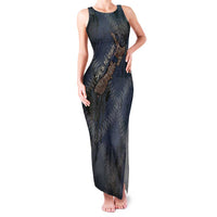 New Zealand She’ll Be Right Family Matching Tank Maxi Dress and Hawaiian Shirt NZ Slang No. 8 Wire Map Pattern TS04 Mom's Dress Navy Slate - Polynesian Pride