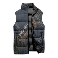 New Zealand She’ll Be Right Sleeveless Puffer Jacket NZ Slang No. 8 Wire Map Pattern