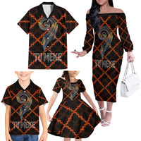 Tu Meke Maori New Zealand Slang Family Matching Off The Shoulder Long Sleeve Dress and Hawaiian Shirt with Glow Neon Step Style TS04 - Polynesian Pride