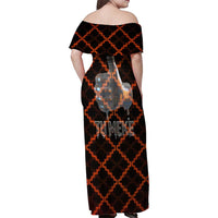 Tu Meke Maori New Zealand Slang Family Matching Off Shoulder Maxi Dress and Hawaiian Shirt with Glow Neon Step Style TS04 - Polynesian Pride