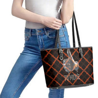 Tu Meke Maori New Zealand Slang Leather Tote Bag with Glow Neon Step Style