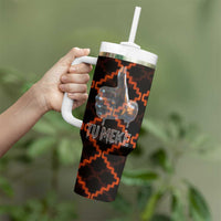 Tu Meke Maori New Zealand Slang Tumbler With Handle with Glow Neon Step Style