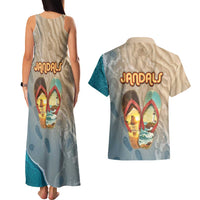 Kiwi Jandal Beach Life Couples Matching Tank Maxi Dress and Hawaiian Shirt New Zealand Flip Flops Ocean Wave Surf Style TS04 - Polynesian Pride