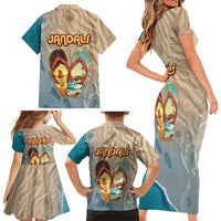 Kiwi Jandal Beach Life Family Matching Short Sleeve Bodycon Dress and Hawaiian Shirt New Zealand Flip Flops Ocean Wave Surf Style TS04 - Polynesian Pride