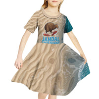 Kiwi Jandal Beach Life Kid Short Sleeve Dress New Zealand Flip Flops Ocean Wave Surf Style TS04 - Polynesian Pride