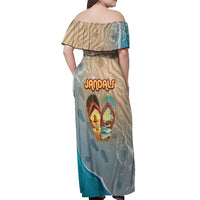 Kiwi Jandal Beach Life Off Shoulder Maxi Dress New Zealand Flip Flops Ocean Wave Surf Style