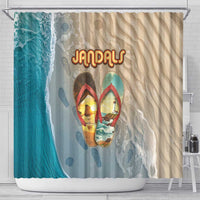 Kiwi Jandal Beach Life Shower Curtain New Zealand Flip Flops Ocean Wave Surf Style