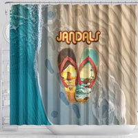 Kiwi Jandal Beach Life Shower Curtain New Zealand Flip Flops Ocean Wave Surf Style