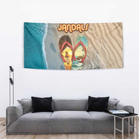 Kiwi Jandal Beach Life Tapestry New Zealand Flip Flops Ocean Wave Surf Style