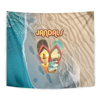 Kiwi Jandal Beach Life Tapestry New Zealand Flip Flops Ocean Wave Surf Style