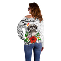 Polynesian Shih Tzu Off Shoulder Sweater Polynesian Pattern And Shih Tzu TS04 - Polynesian Pride