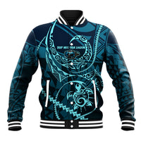 Chuuk Deep Into Truk Lagoon Baseball Jacket Polynesian Tribal Pattern Wreck Diving Teal Ship Art