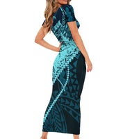 Chuuk Deep Into Truk Lagoon Family Matching Short Sleeve Bodycon Dress and Hawaiian Shirt Polynesian Tribal Pattern Wreck Diving Teal Ship Art TS04 - Polynesian Pride