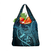 Chuuk Deep Into Truk Lagoon Grocery Bag Polynesian Tribal Pattern Wreck Diving Teal Ship Art TS04 1-pack One Size Blue Black - Polynesian Pride