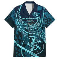 Chuuk Deep Into Truk Lagoon Hawaiian Shirt Polynesian Tribal Pattern Wreck Diving Teal Ship Art TS04 Blue Black - Polynesian Pride