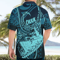 Chuuk Deep Into Truk Lagoon Hawaiian Shirt Polynesian Tribal Pattern Wreck Diving Teal Ship Art TS04 - Polynesian Pride