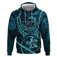 Chuuk Deep Into Truk Lagoon Hoodie Polynesian Tribal Pattern Wreck Diving Teal Ship Art TS04 Pullover Hoodie Blue Black - Polynesian Pride