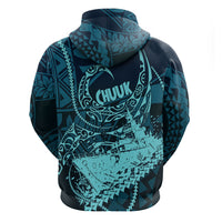 Chuuk Deep Into Truk Lagoon Hoodie Polynesian Tribal Pattern Wreck Diving Teal Ship Art TS04 - Polynesian Pride