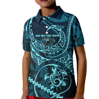 Chuuk Deep Into Truk Lagoon Kid Polo Shirt Polynesian Tribal Pattern Wreck Diving Teal Ship Art TS04 Kid Blue Black - Polynesian Pride