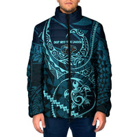 Chuuk Deep Into Truk Lagoon Padded Jacket Polynesian Tribal Pattern Wreck Diving Teal Ship Art