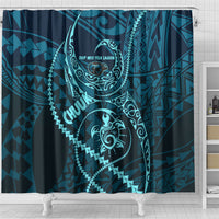 Chuuk Deep Into Truk Lagoon Shower Curtain Polynesian Tribal Pattern Wreck Diving Teal Ship Art TS04 - Polynesian Pride