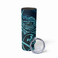 Chuuk Deep Into Truk Lagoon Skinny Tumbler Polynesian Tribal Pattern Wreck Diving Teal Ship Art TS04 - Polynesian Pride