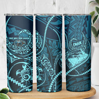 Chuuk Deep Into Truk Lagoon Skinny Tumbler Polynesian Tribal Pattern Wreck Diving Teal Ship Art TS04 - Polynesian Pride