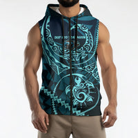 Chuuk Deep Into Truk Lagoon Sleeveless Zip Hoodie Polynesian Tribal Pattern Wreck Diving Teal Ship Art TS04 - Polynesian Pride