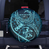 Chuuk Deep Into Truk Lagoon Spare Tire Cover Polynesian Tribal Pattern Wreck Diving Teal Ship Art TS04 No hole Blue Black - Polynesian Pride