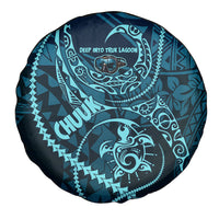 Chuuk Deep Into Truk Lagoon Spare Tire Cover Polynesian Tribal Pattern Wreck Diving Teal Ship Art TS04 - Polynesian Pride
