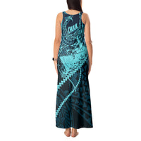 Chuuk Deep Into Truk Lagoon Tank Maxi Dress Polynesian Tribal Pattern Wreck Diving Teal Ship Art TS04 - Polynesian Pride