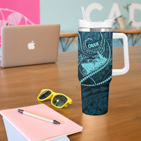 Chuuk Deep Into Truk Lagoon Tumbler With Handle Polynesian Tribal Pattern Wreck Diving Teal Ship Art TS04 - Polynesian Pride