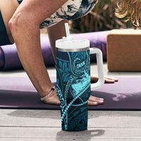 Chuuk Deep Into Truk Lagoon Tumbler With Handle Polynesian Tribal Pattern Wreck Diving Teal Ship Art TS04 - Polynesian Pride