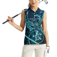 Chuuk Deep Into Truk Lagoon Women Sleeveless Polo Shirt Polynesian Tribal Pattern Wreck Diving Teal Ship Art TS04 - Polynesian Pride