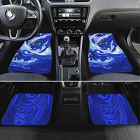 Chuuk Micronesian Roots Car Mats Polynesian Tribal Pattern Hibiscus Flower And Stingray Art TS04 Set 4pcs Blue White - Polynesian Pride