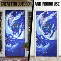 Chuuk Micronesian Roots Door Cover Polynesian Tribal Pattern Hibiscus Flower And Stingray Art TS04 - Polynesian Pride