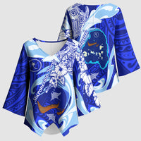 Chuuk Micronesian Roots Kimono Sleeve Blouse Polynesian Tribal Pattern Hibiscus Flower And Stingray Art TS04 - Polynesian Pride
