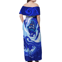 Chuuk Micronesian Roots Off Shoulder Maxi Dress Polynesian Tribal Pattern Hibiscus Flower And Stingray Art TS04 - Polynesian Pride