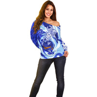 Chuuk Micronesian Roots Off Shoulder Sweater Polynesian Tribal Pattern Hibiscus Flower And Stingray Art TS04 - Polynesian Pride