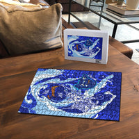 Chuuk Micronesian Roots Puzzle Polynesian Tribal Pattern Hibiscus Flower And Stingray Art