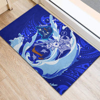 Chuuk Micronesian Roots Rubber Doormat Polynesian Tribal Pattern Hibiscus Flower And Stingray Art TS04 - Polynesian Pride