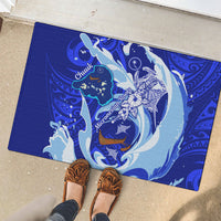 Chuuk Micronesian Roots Rubber Doormat Polynesian Tribal Pattern Hibiscus Flower And Stingray Art TS04 - Polynesian Pride