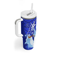 Chuuk Micronesian Roots Tumbler With Handle Polynesian Tribal Pattern Hibiscus Flower And Stingray Art TS04 - Polynesian Pride